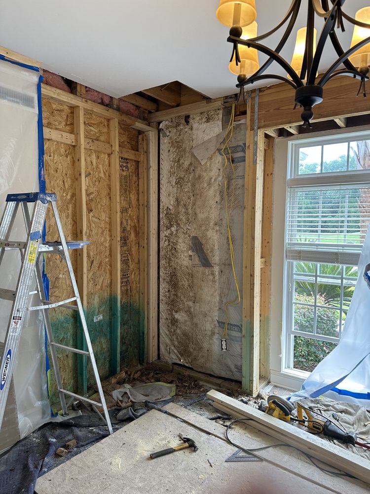 Wall opened and prepared for drywall installation
